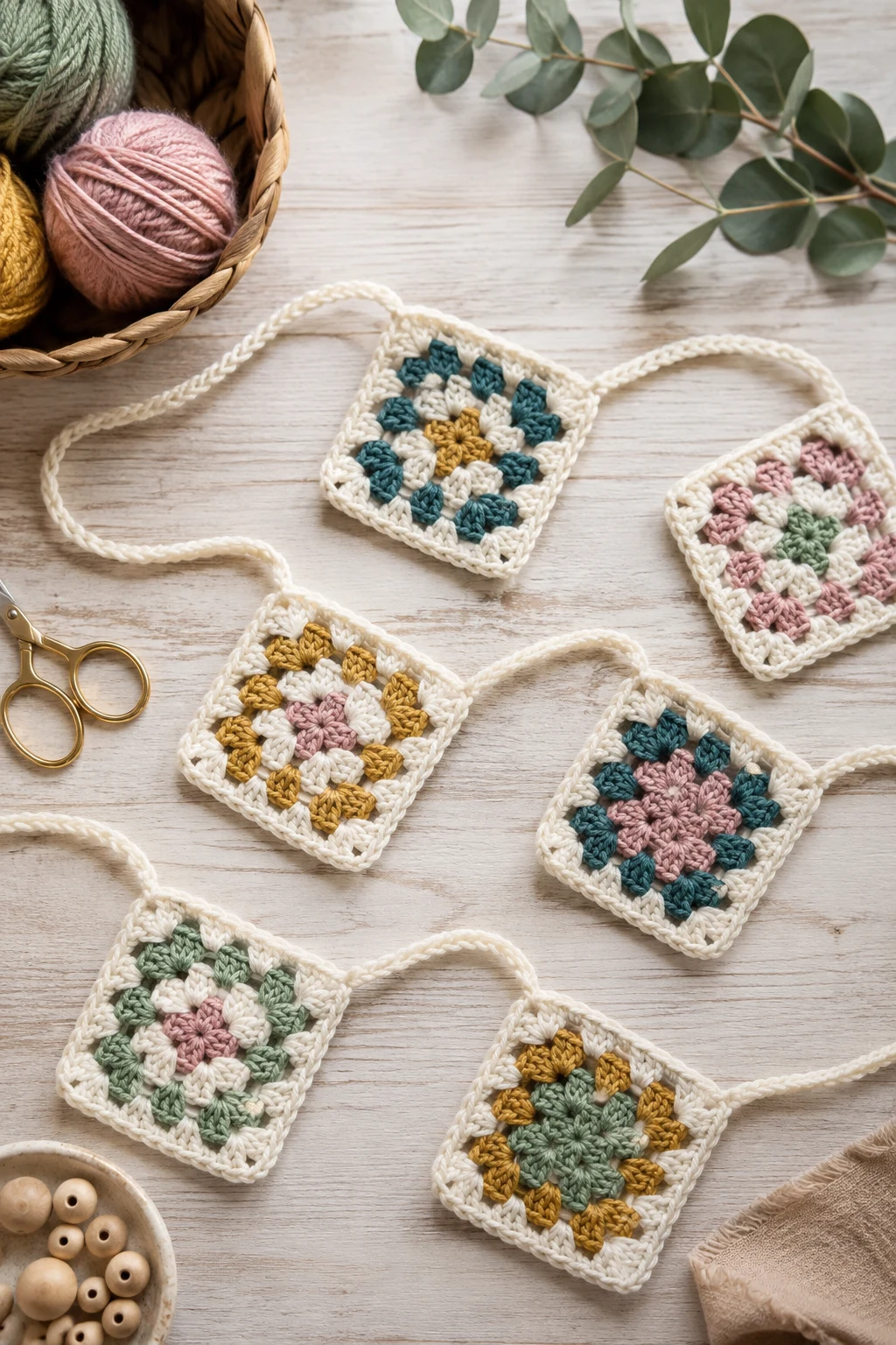 Scrappy Granny-Square Garland — crochet garland ideas style outfit