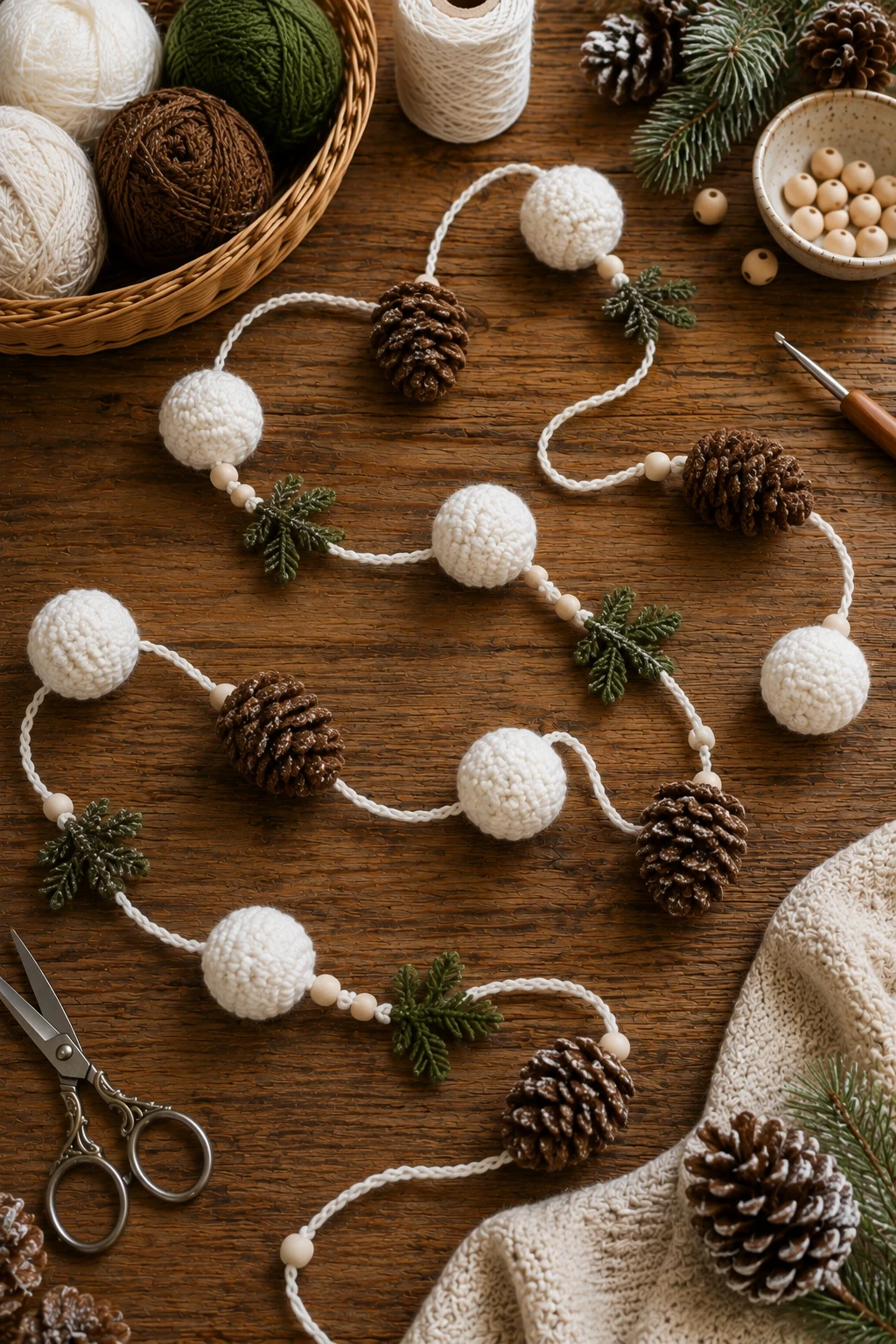 Snowball and Pinecone Strand — crochet garland ideas style outfit