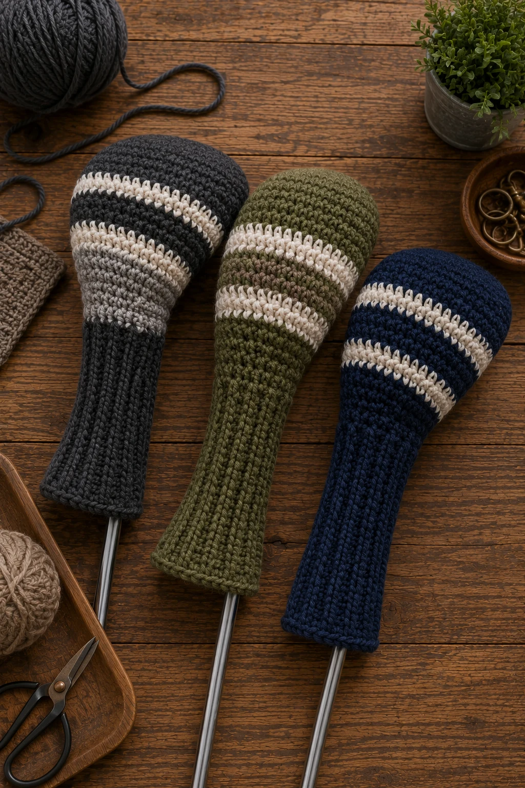 Crochet Golf Club Headcovers — crochet gift ideas for men style outfit, worn by a stylish man