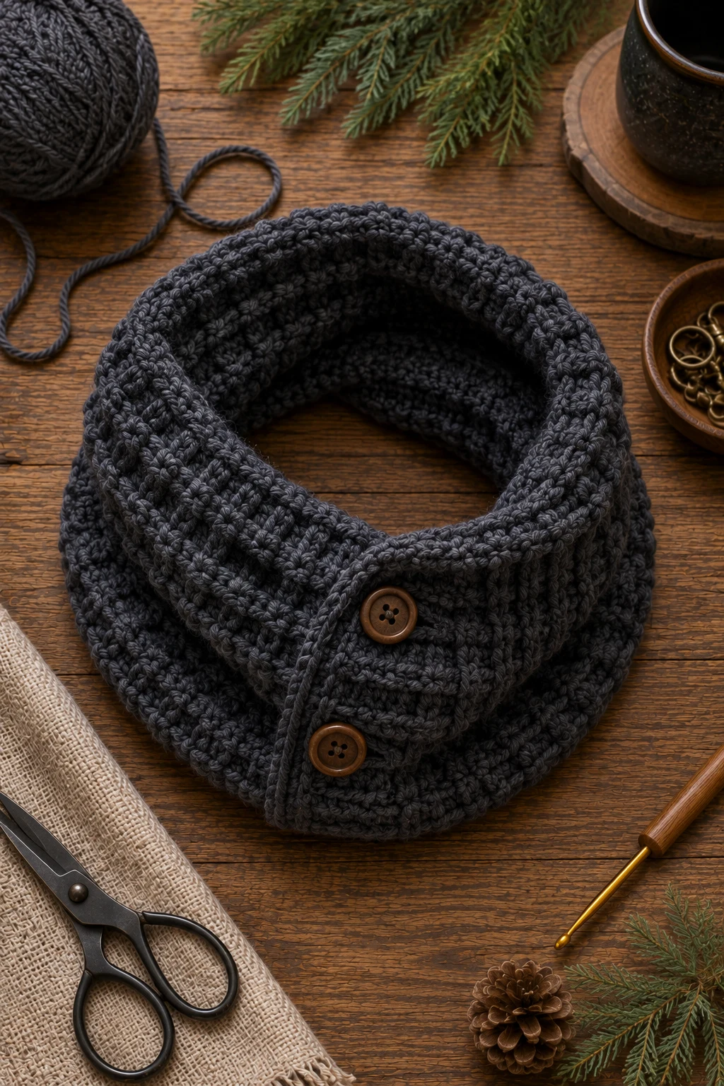 Warm Crochet Cowl — crochet gift ideas for men style outfit, worn by a stylish man