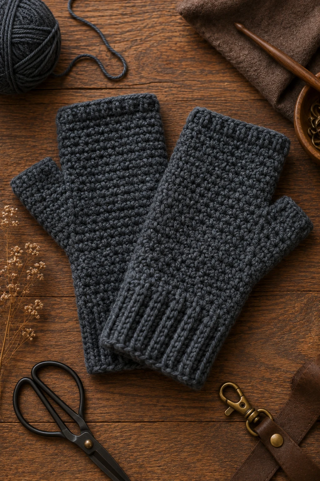 Crochet Gift Ideas for Men: Classic Fingerless Gloves — crochet gift ideas for men style outfit, worn by a stylish man