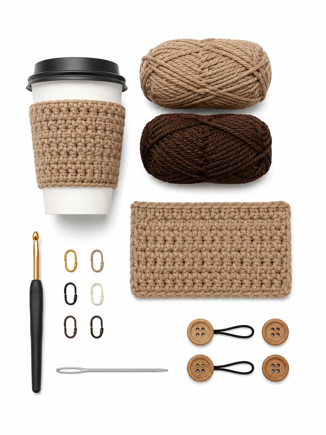 Crochet Coffee Cup Cozy Pattern Kit