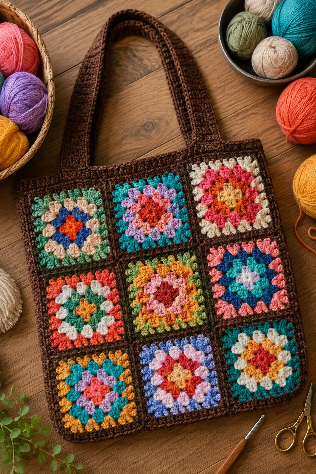 Classic Rainbow Granny Square Bag — crochet granny square bag style outfit