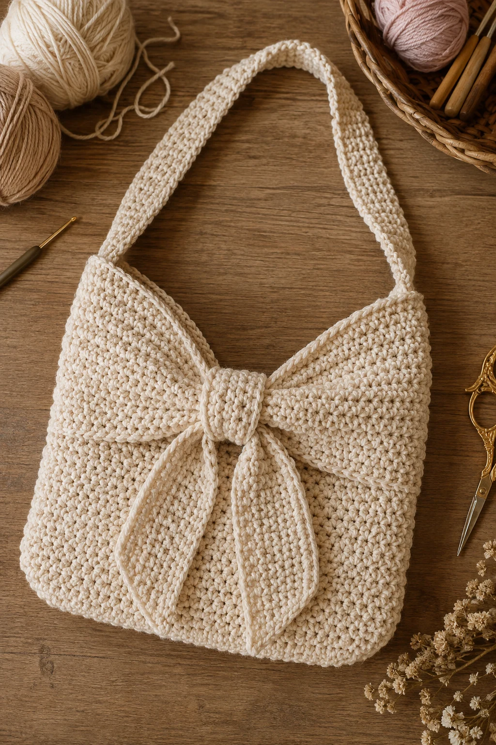 Korean-Inspired Bow Shoulder Bag — crochet hand bag style outfit