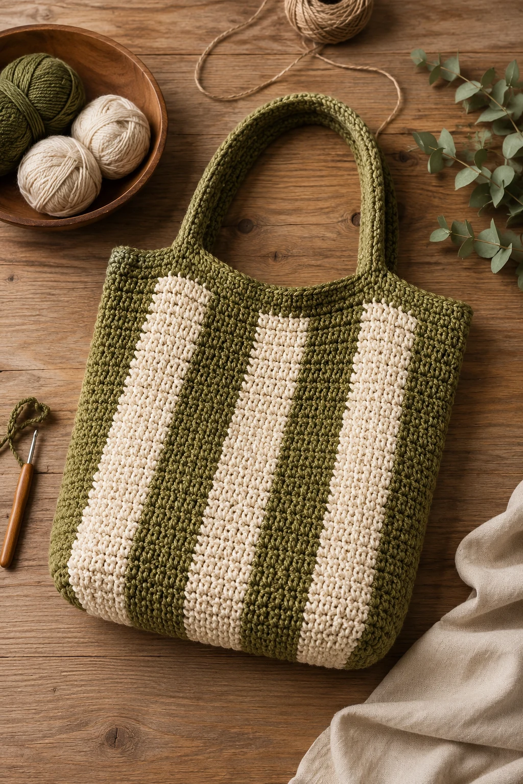 Striped Market-Style Hand Bag — crochet hand bag style outfit