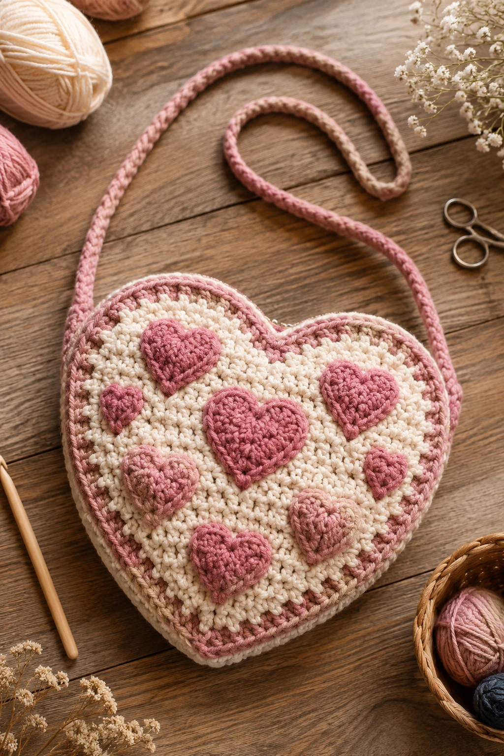 Personalized Crochet Heart Bag — crochet heart bag style outfit