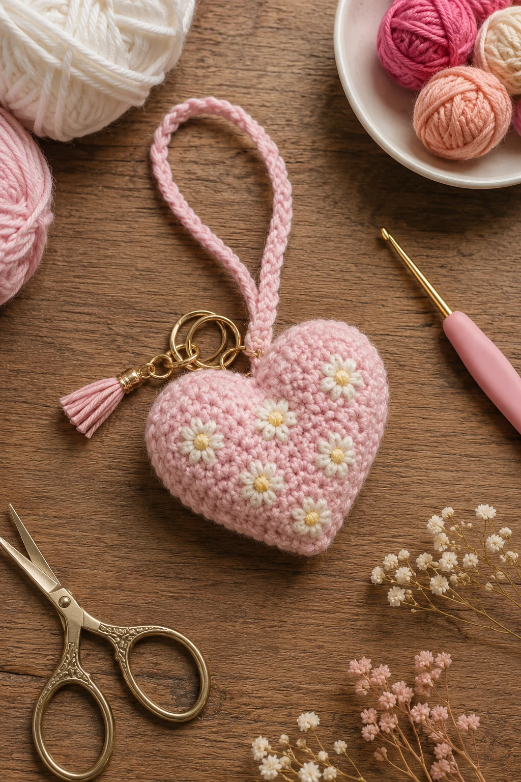 Tiny Crochet Heart Bag Charm — crochet heart bag style outfit
