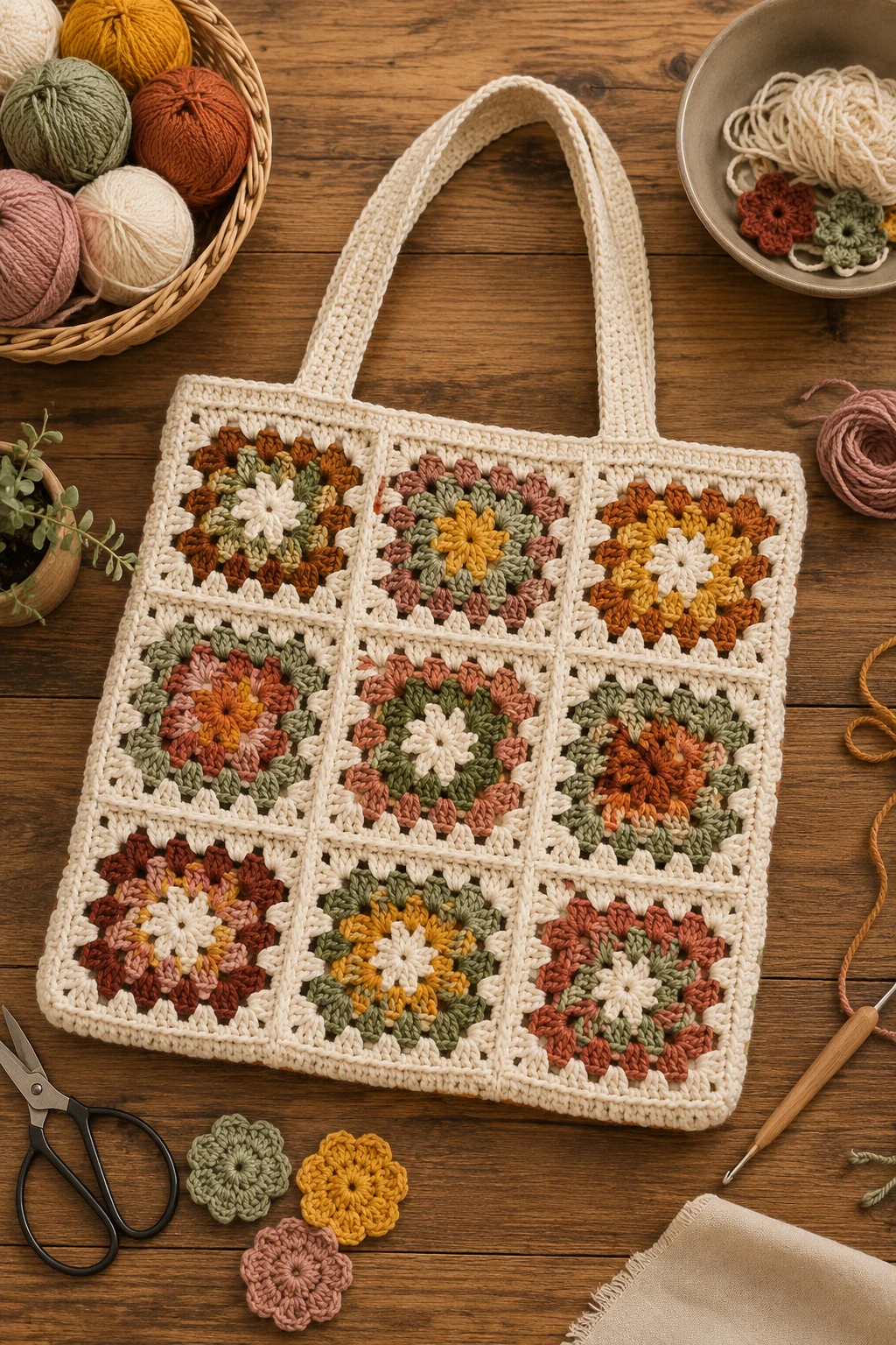 Classic Granny Square Tote — crochet ideas bag style outfit