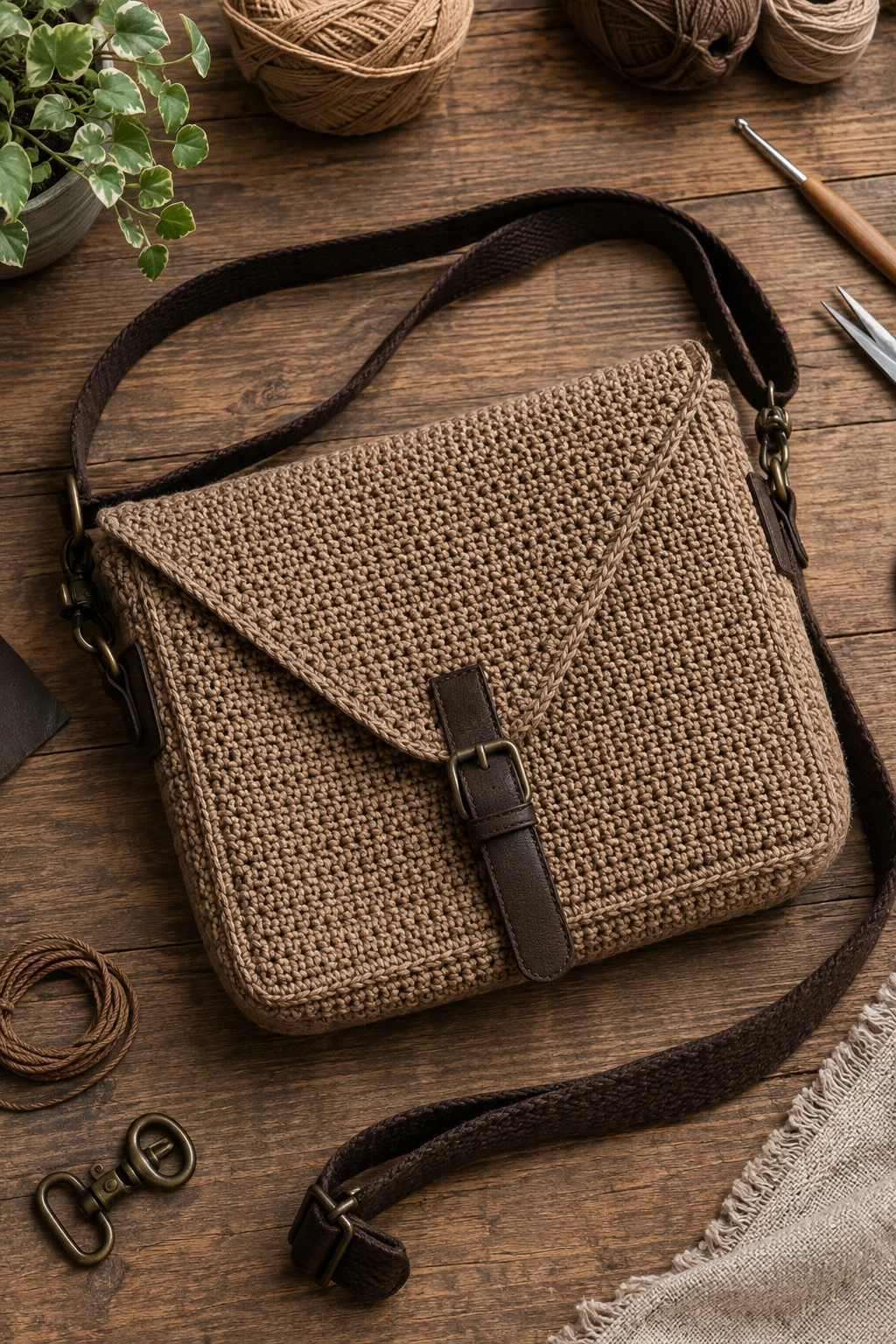 Masculine Crochet Messenger Bag — crochet ideas bag style outfit