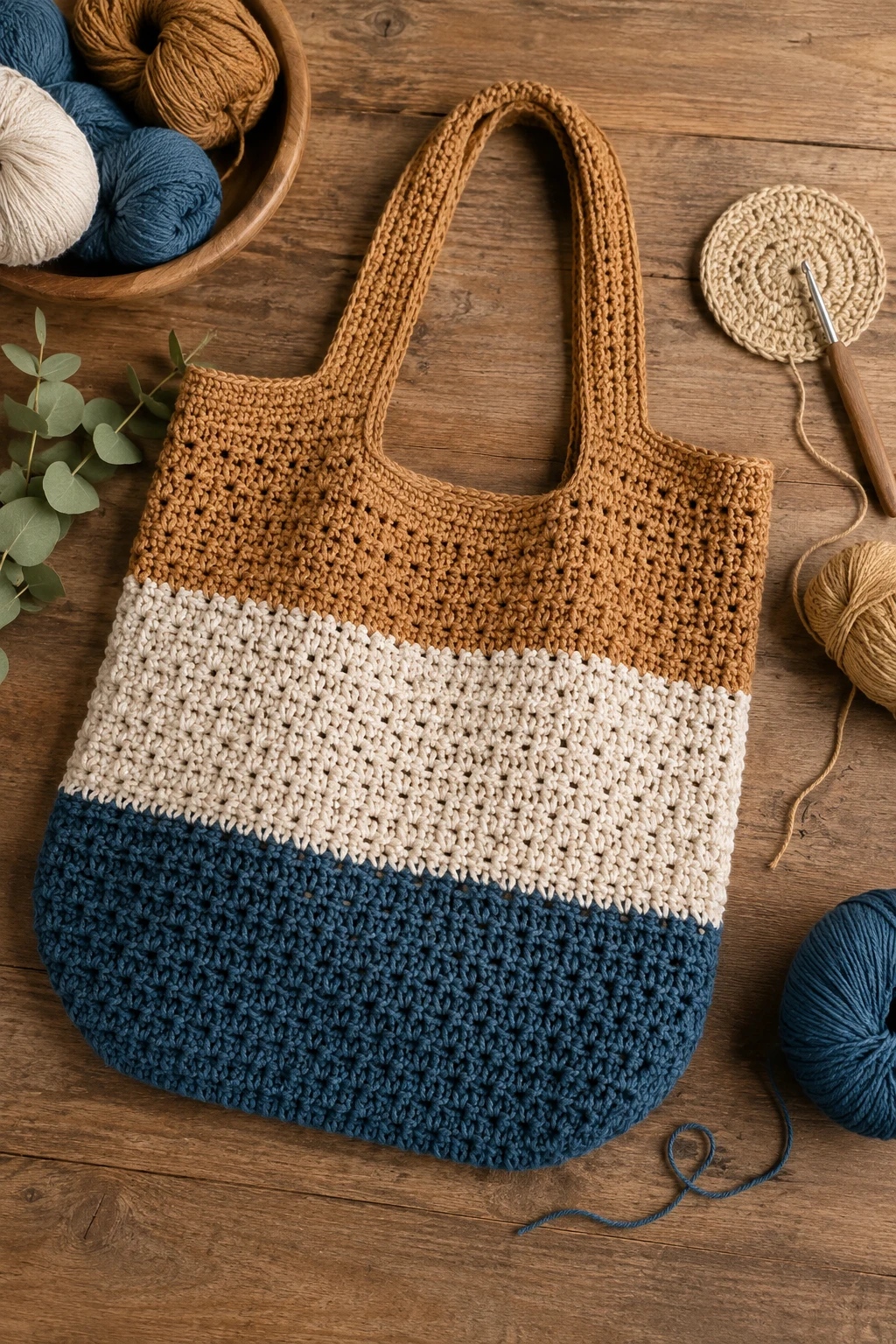 Color-Block Market Bag — crochet ideas bag style outfit