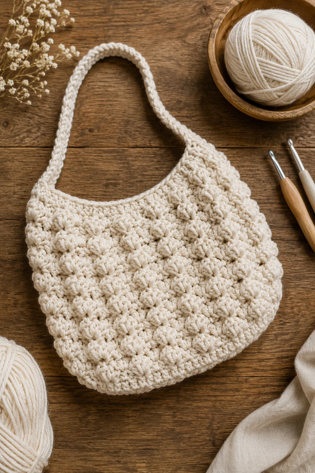 Crochet Puff-Stitch Shoulder Bag — crochet ideas bag style outfit