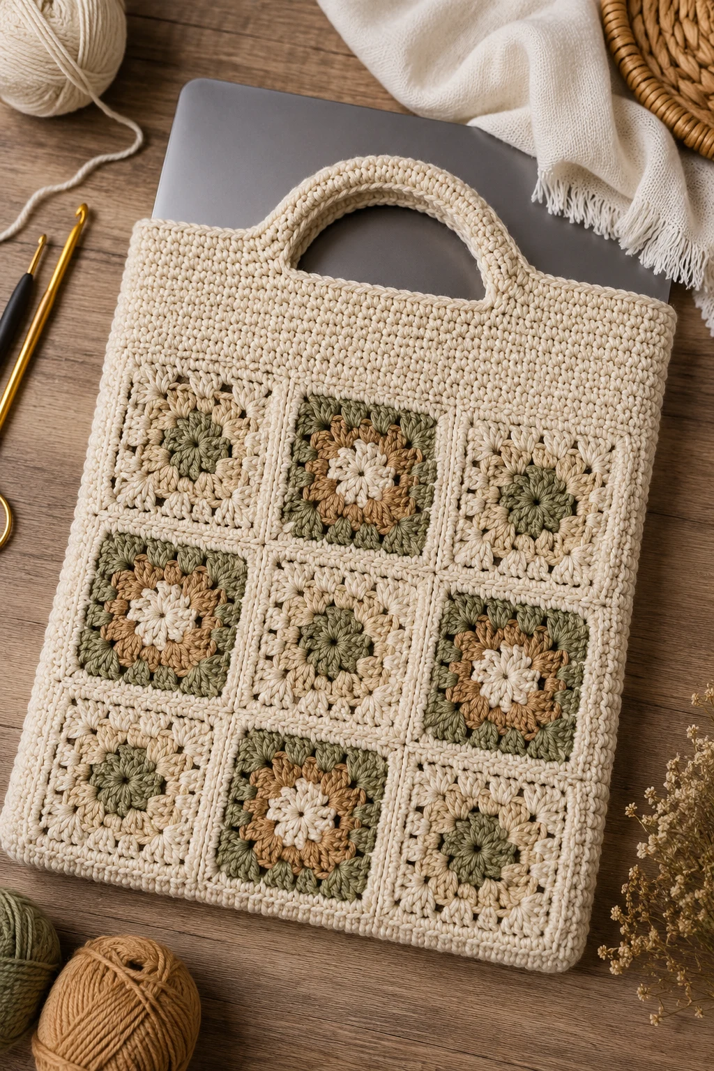 Crochet Laptop Bag With a Handle — crochet ideas bag style outfit