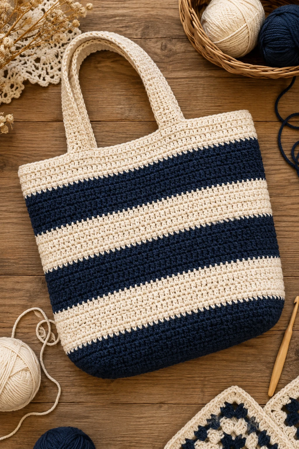 Striped Weekend Tote — crochet ideas bag style outfit
