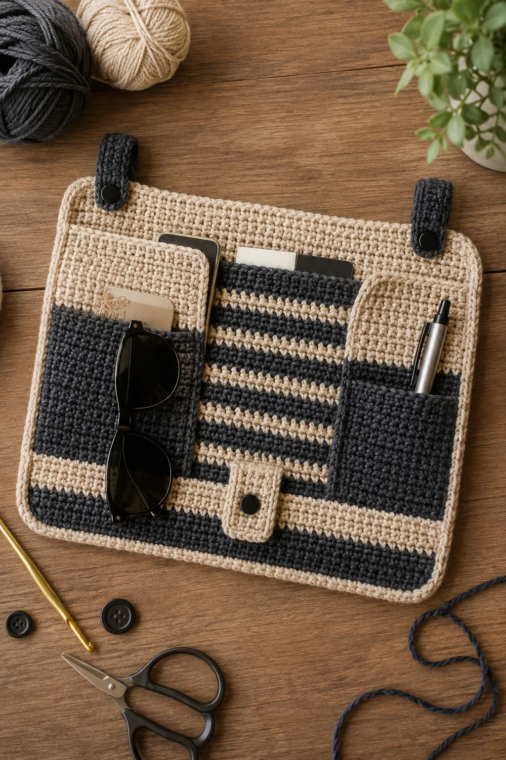 Crochet Car Visor Organizer — crochet ideas for car style outfit