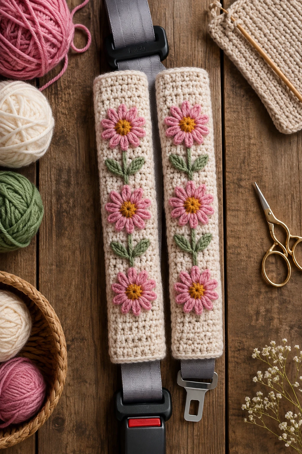 Crochet Car Seat-Belt Cover — crochet ideas for car style outfit