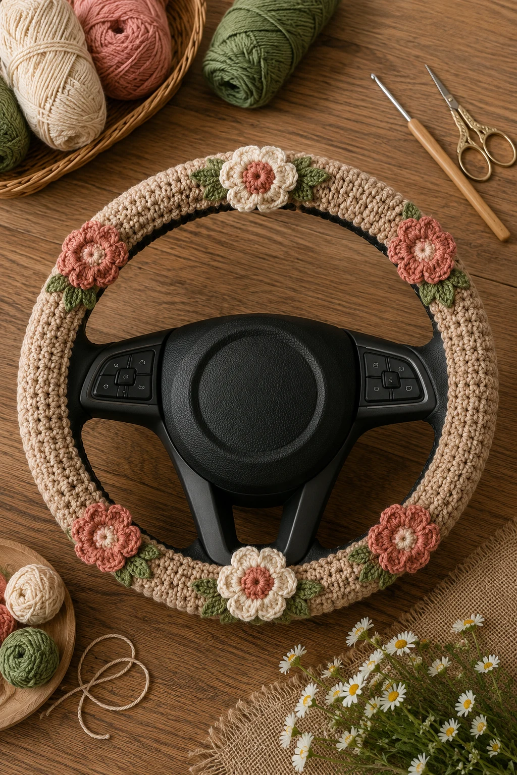 Crochet Ideas for Car Decor: Mini Steering Wheel Cover — crochet ideas for car style outfit