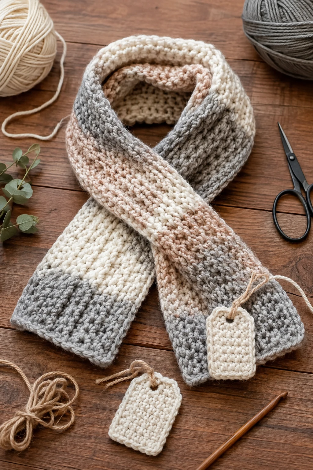 Personalized Crochet Scarf-and-Tag Set — crochet ideas for gifts style outfit