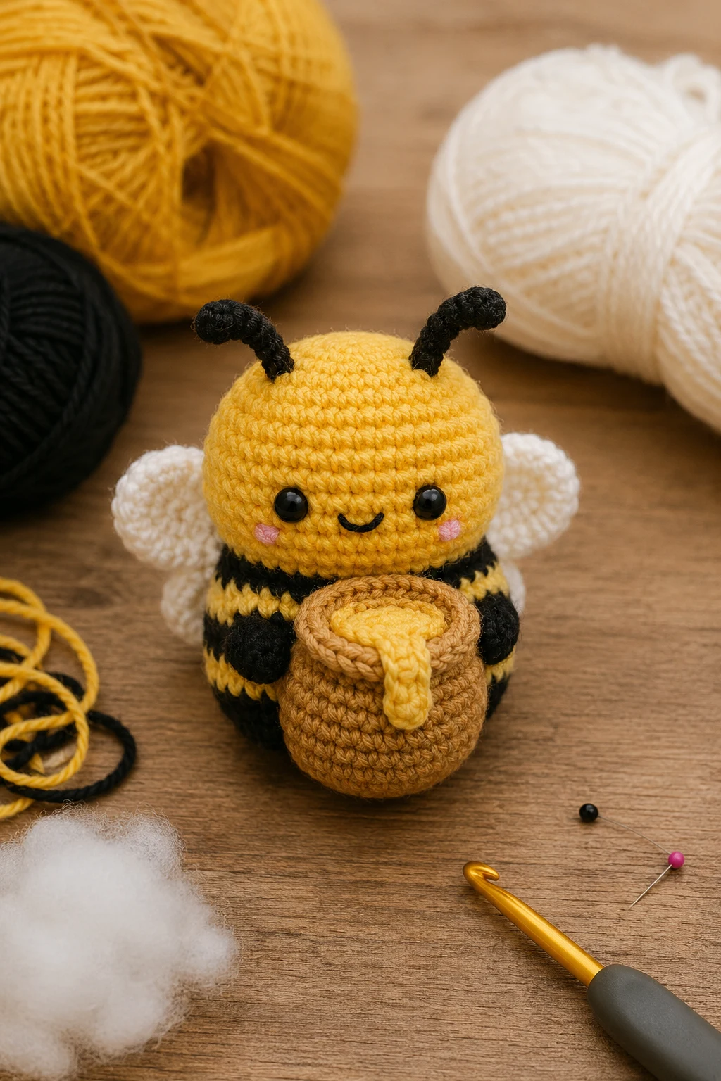 Mini Bee With Honey Pot — crochet ideas plushies style outfit
