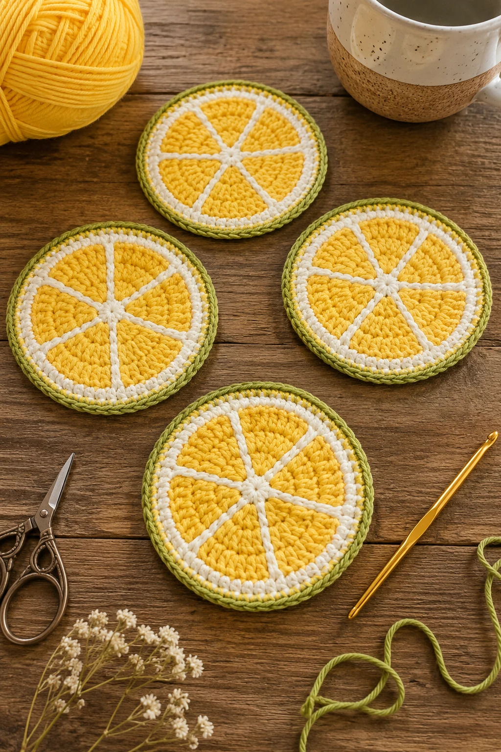 Lemon Slice Coaster — crochet ideas small projects style outfit