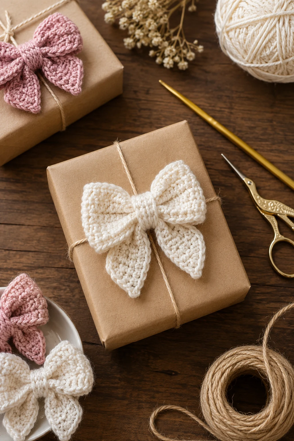 Tiny Bow Gift Topper — crochet ideas small projects style outfit
