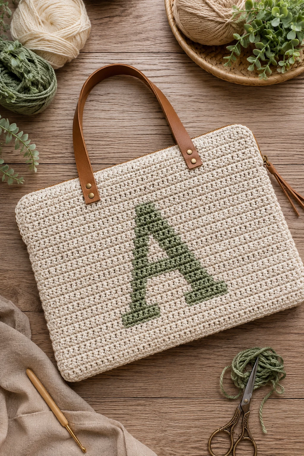 Personalized Monogram Design — crochet laptop bag style outfit