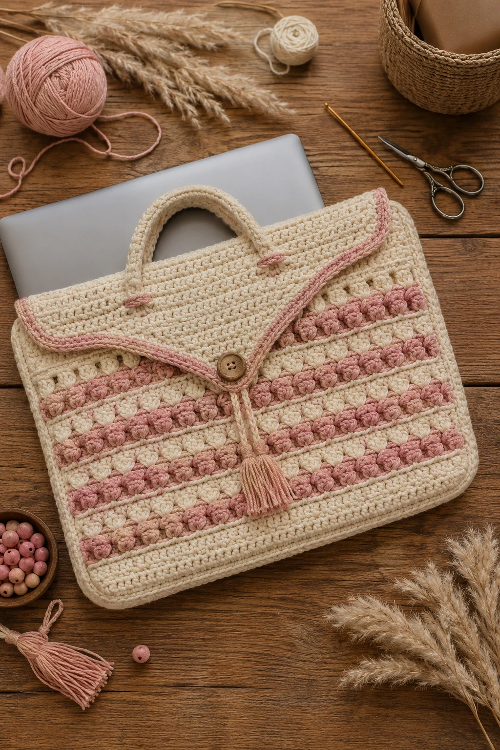Crochet Laptop Bag for Women With a Fashion Twist — crochet laptop bag style outfit