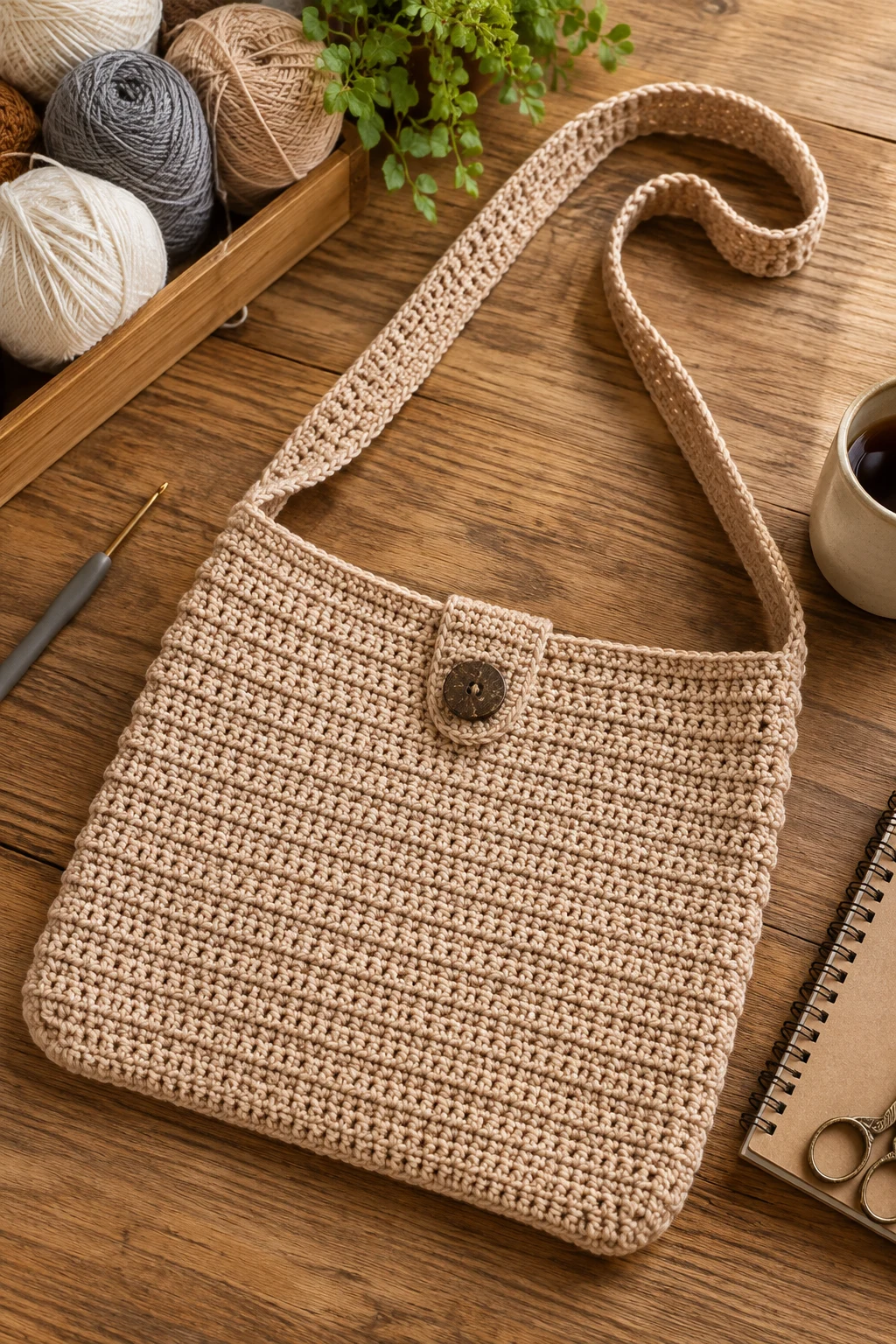 Crochet Laptop Bag With a Long Shoulder Strap — crochet laptop bag style outfit
