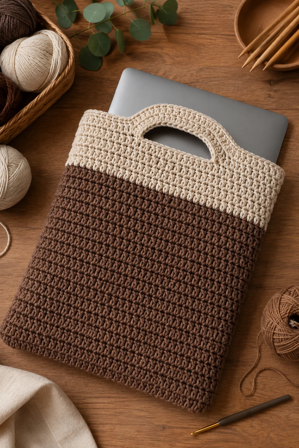 Crochet Laptop Bag With a Handle — crochet laptop bag style outfit
