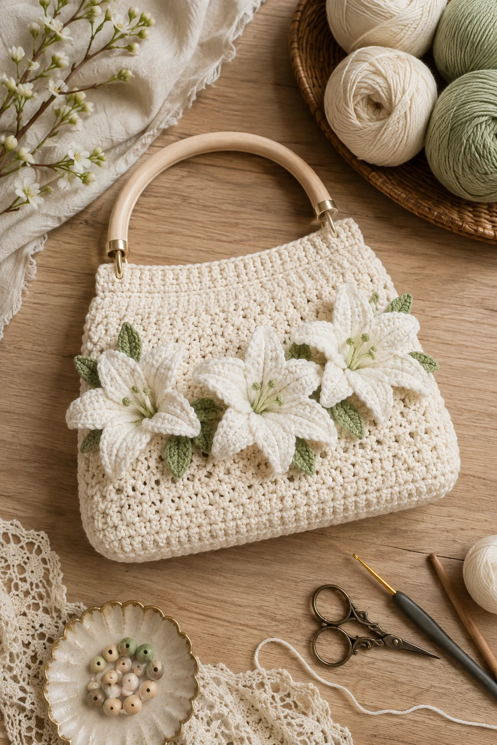Classic White Lily Bag — crochet lily bag style outfit