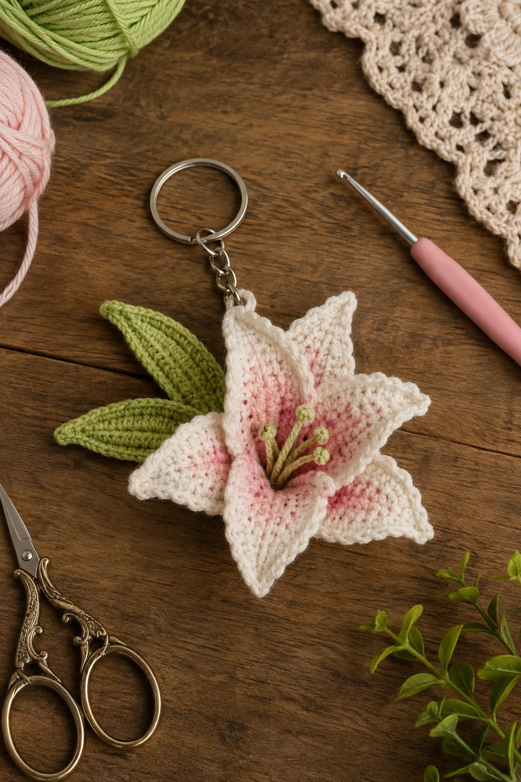 Crochet Lily Bag Charm — crochet lily bag style outfit