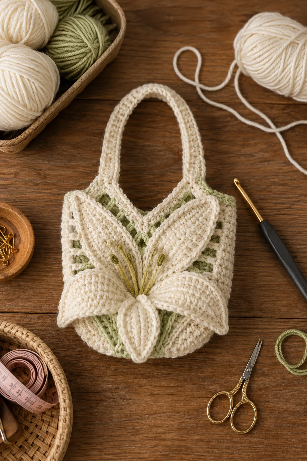 Mini Crochet Lily Bag — crochet lily bag style outfit