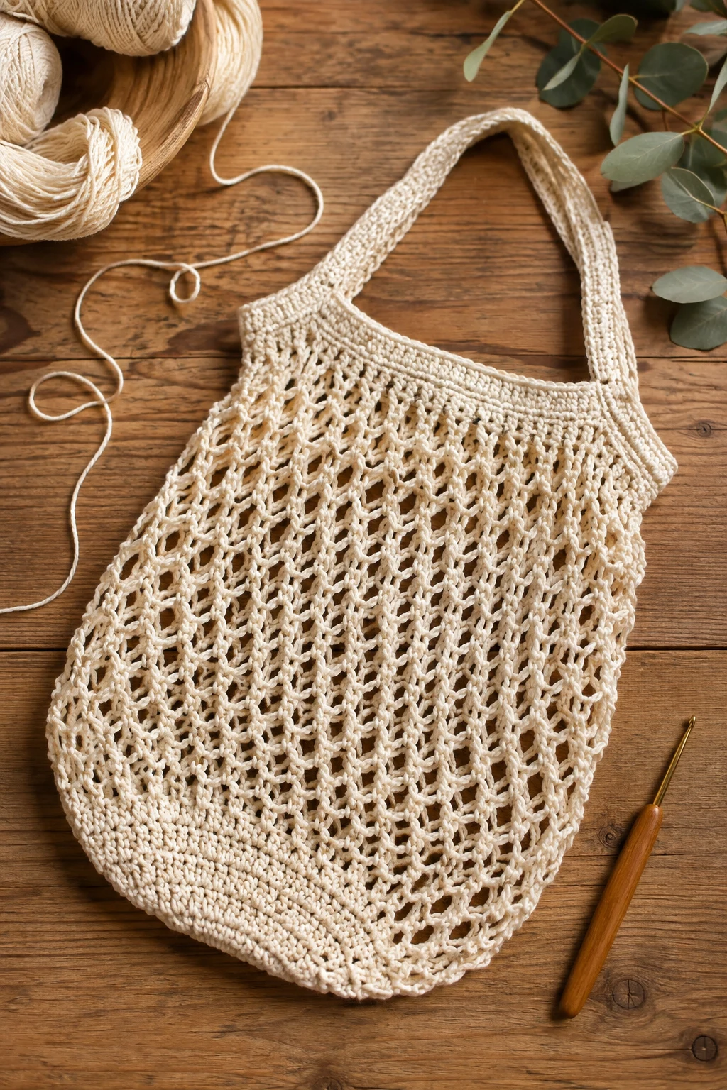 Classic French-Style Mesh Crochet Market Bag — crochet market bag style outfit
