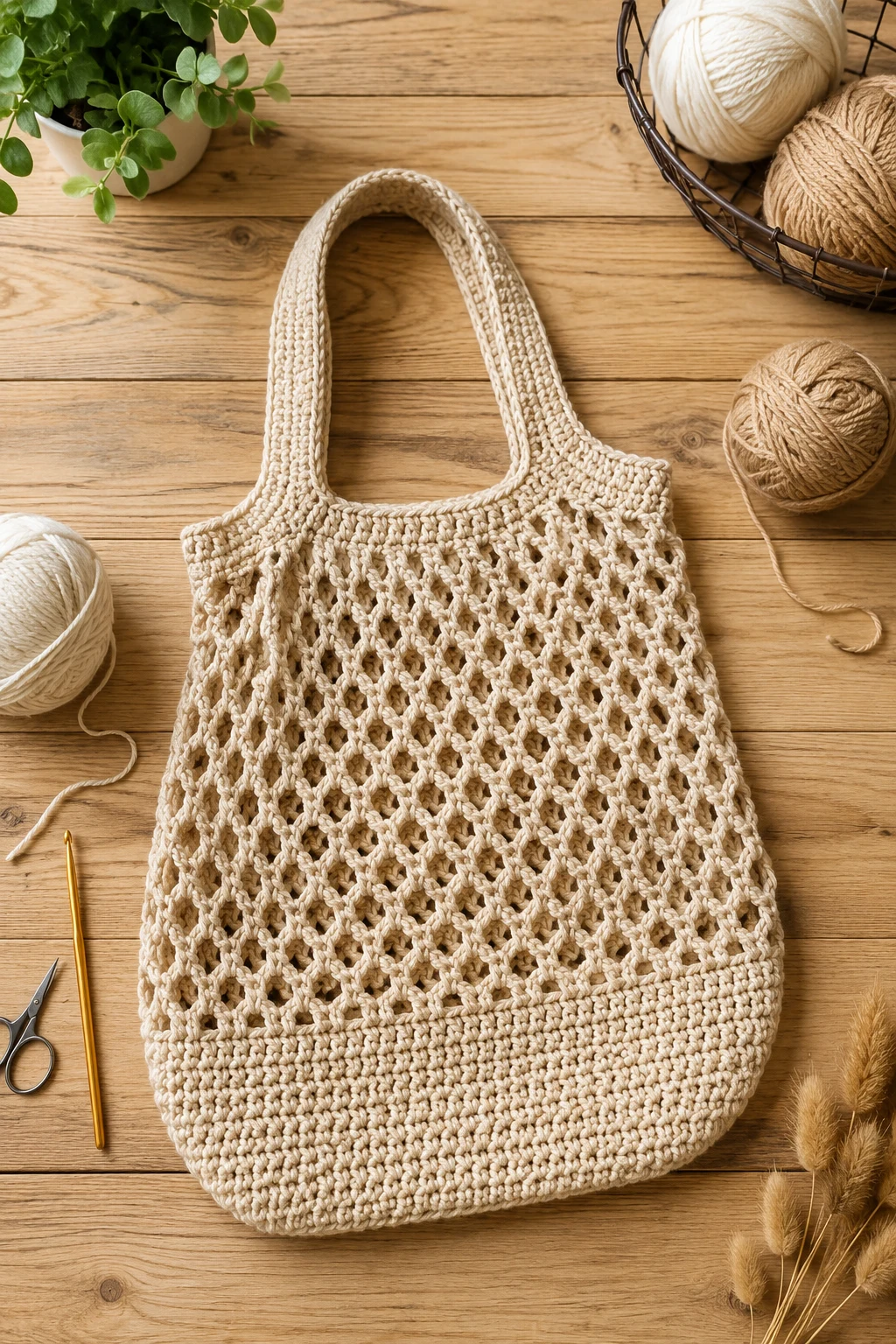 Beginner-Friendly Market Bag — crochet mesh bag style outfit