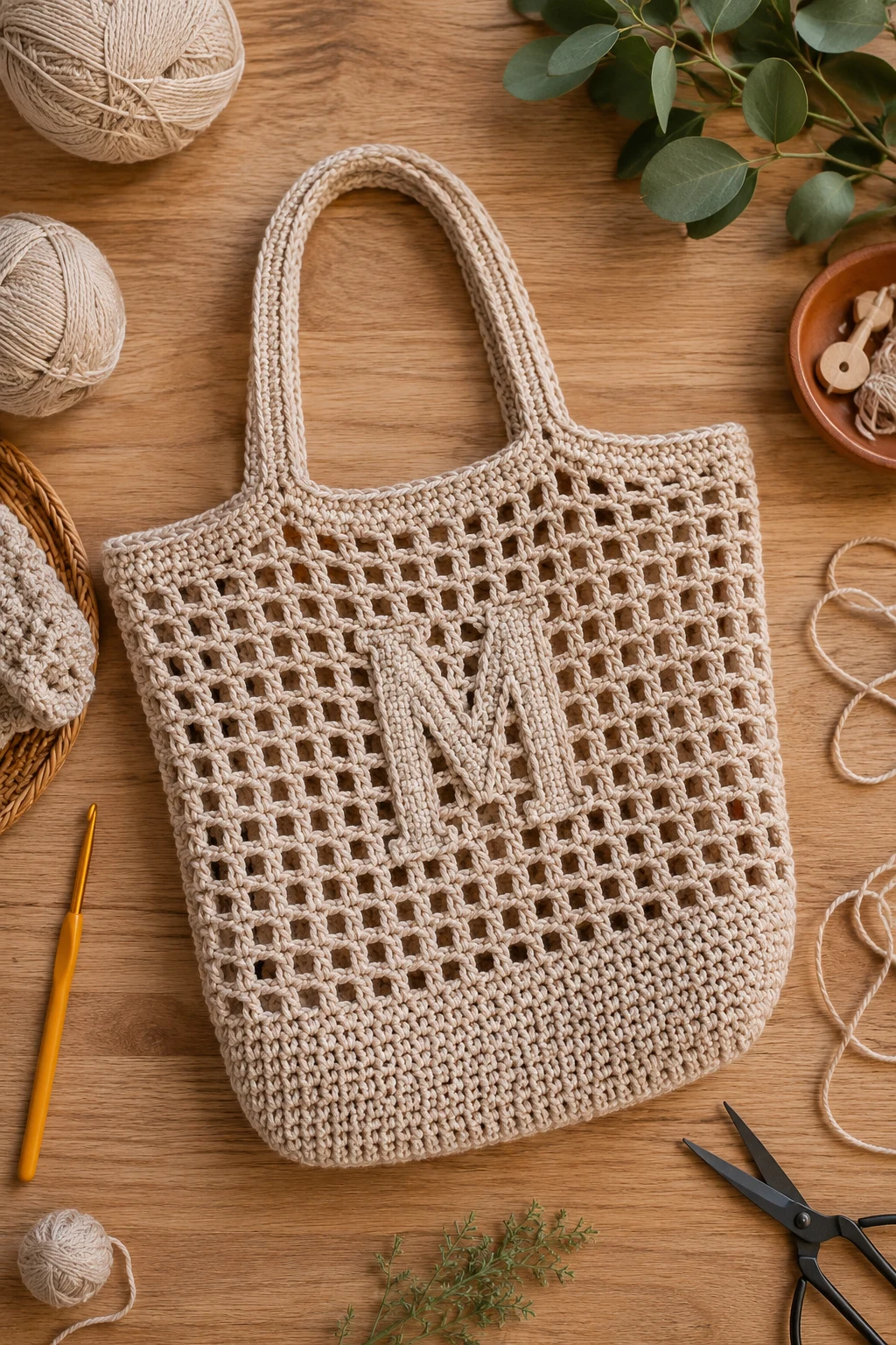 Personalized Monogram Crochet Mesh Bag — crochet mesh bag style outfit