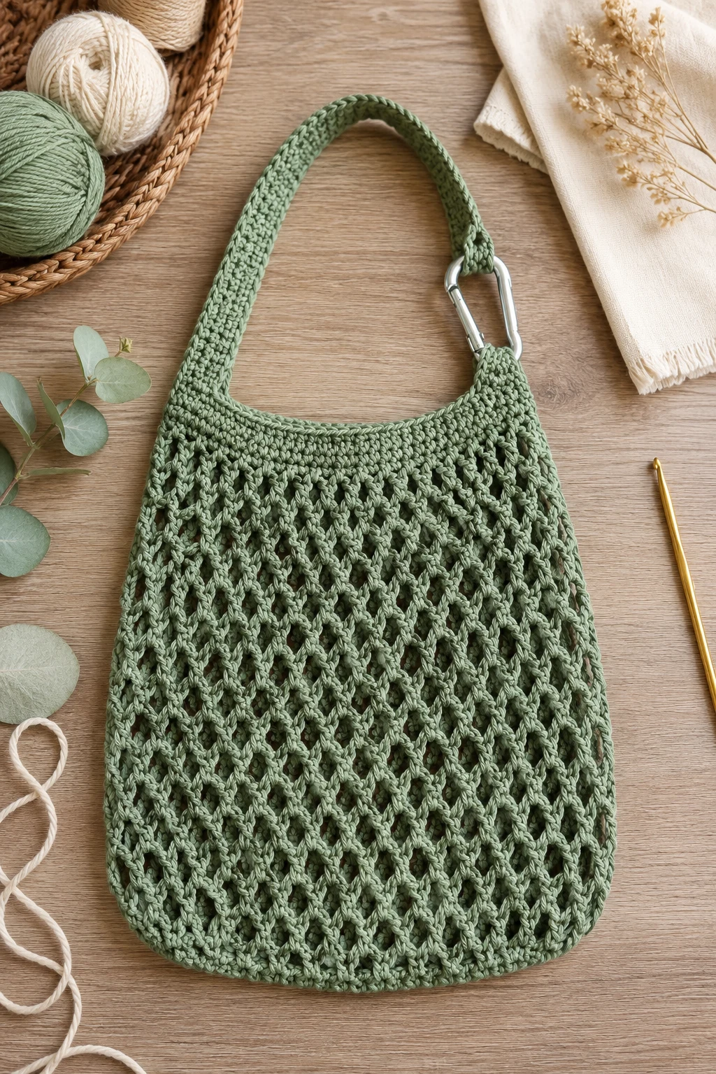 Carabiner Mesh Bag Crochet — crochet mesh bag style outfit