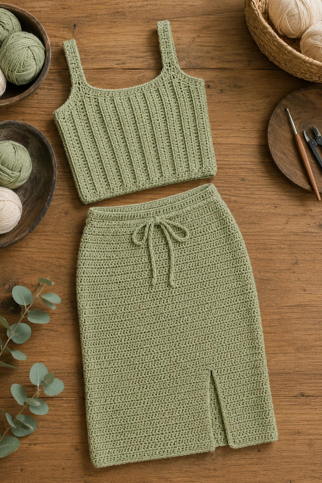 Crochet Ideas for Women: Ribbed Tank and Midi Skirt — Crochet Outfit Ideas Free Pattern style outfit