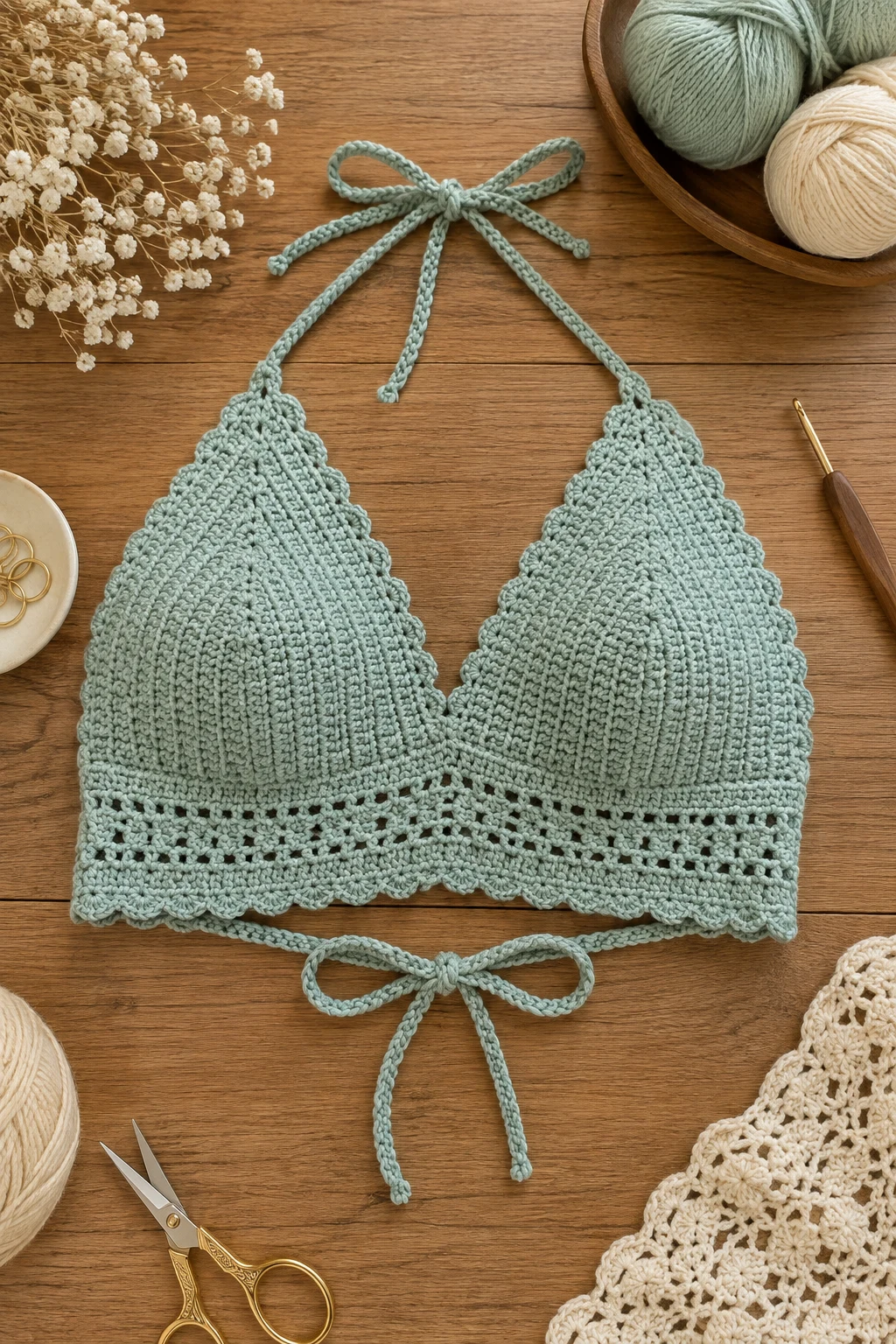 Seafoam Crochet Halter Top — Crochet Outfit Ideas Free Pattern style outfit