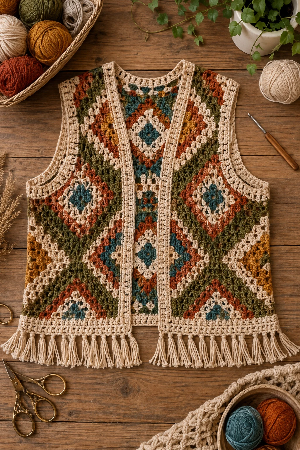 Crochet Outfit Ideas Free Pattern: Oversized Festival Vest — Crochet Outfit Ideas Free Pattern style outfit