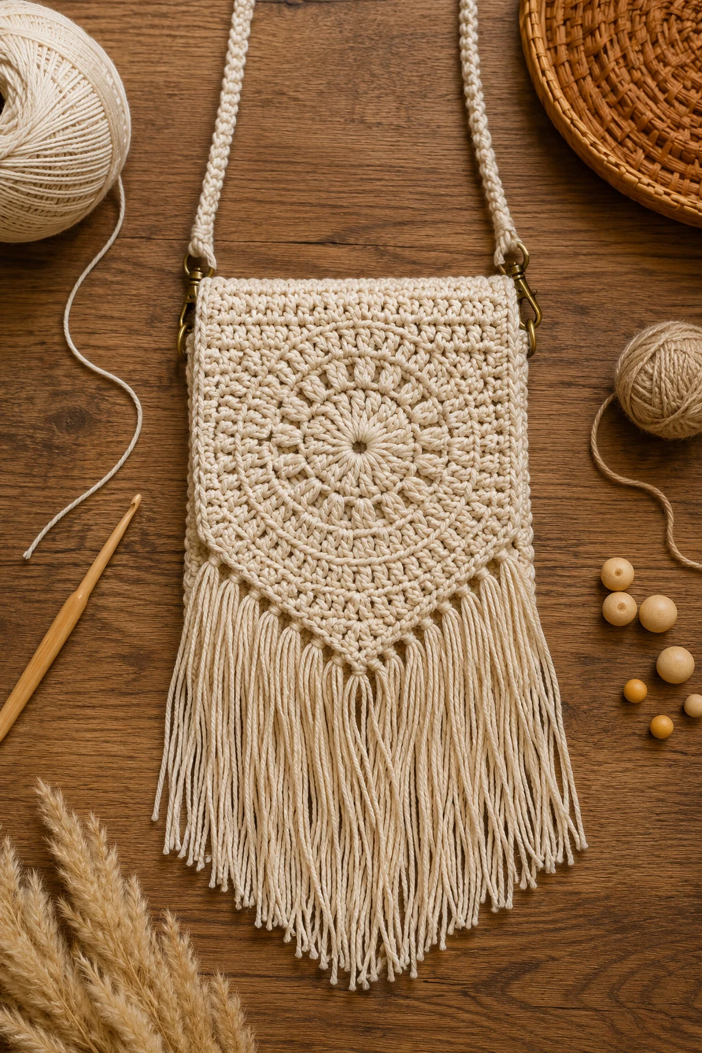 Boho Fringe Crochet Phone Bag — crochet phone bag style outfit