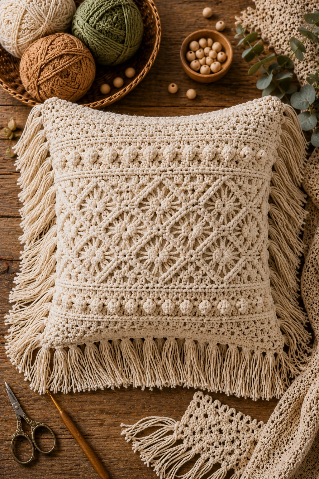 Boho Fringe Pillow — crochet pillow ideas style outfit