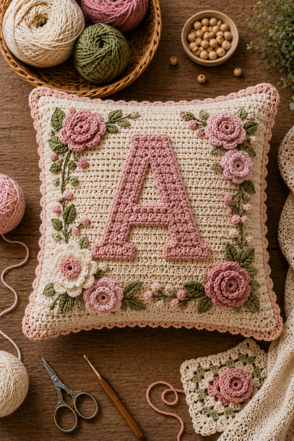 Personalized Initial Pillow — crochet pillow ideas style outfit