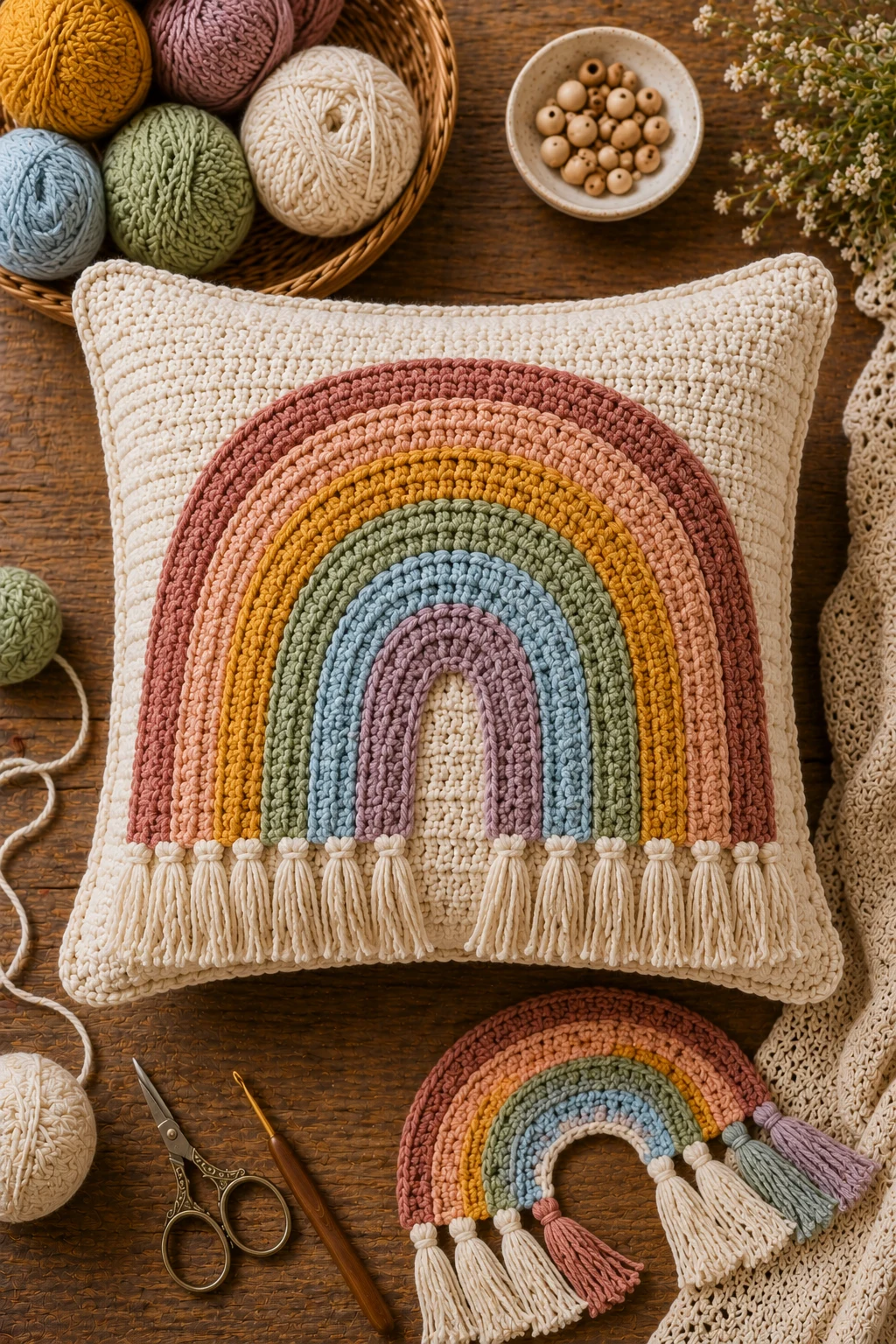 Rainbow Arch Pillow — crochet pillow ideas style outfit