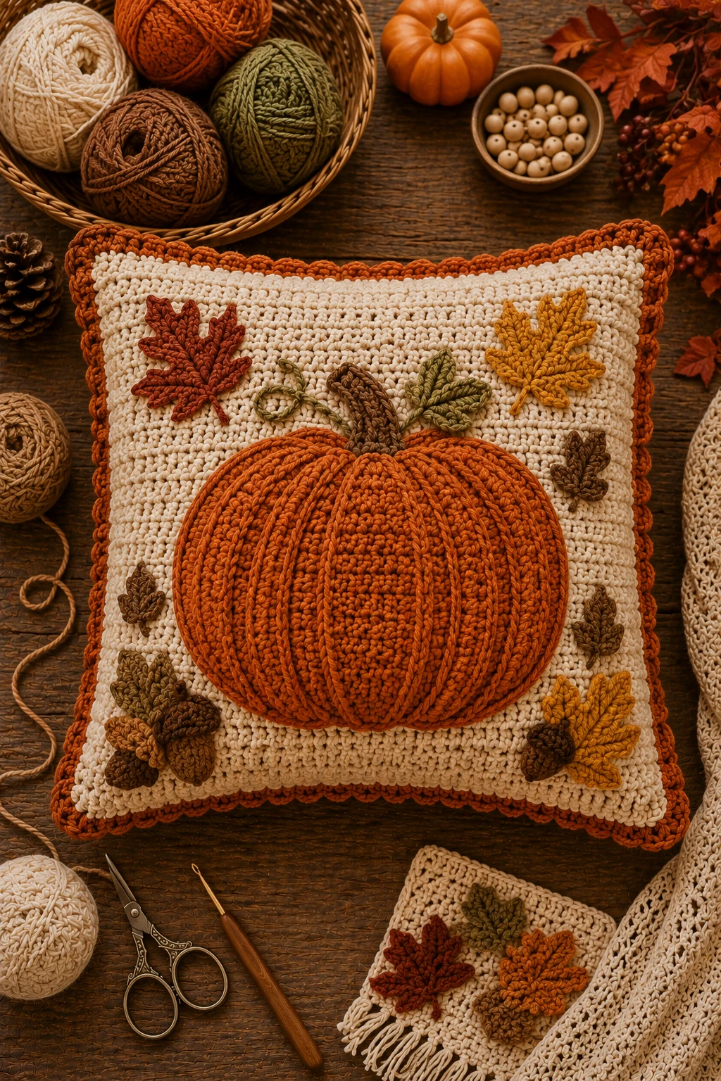 Pumpkin Spice Autumn Pillow — crochet pillow ideas style outfit