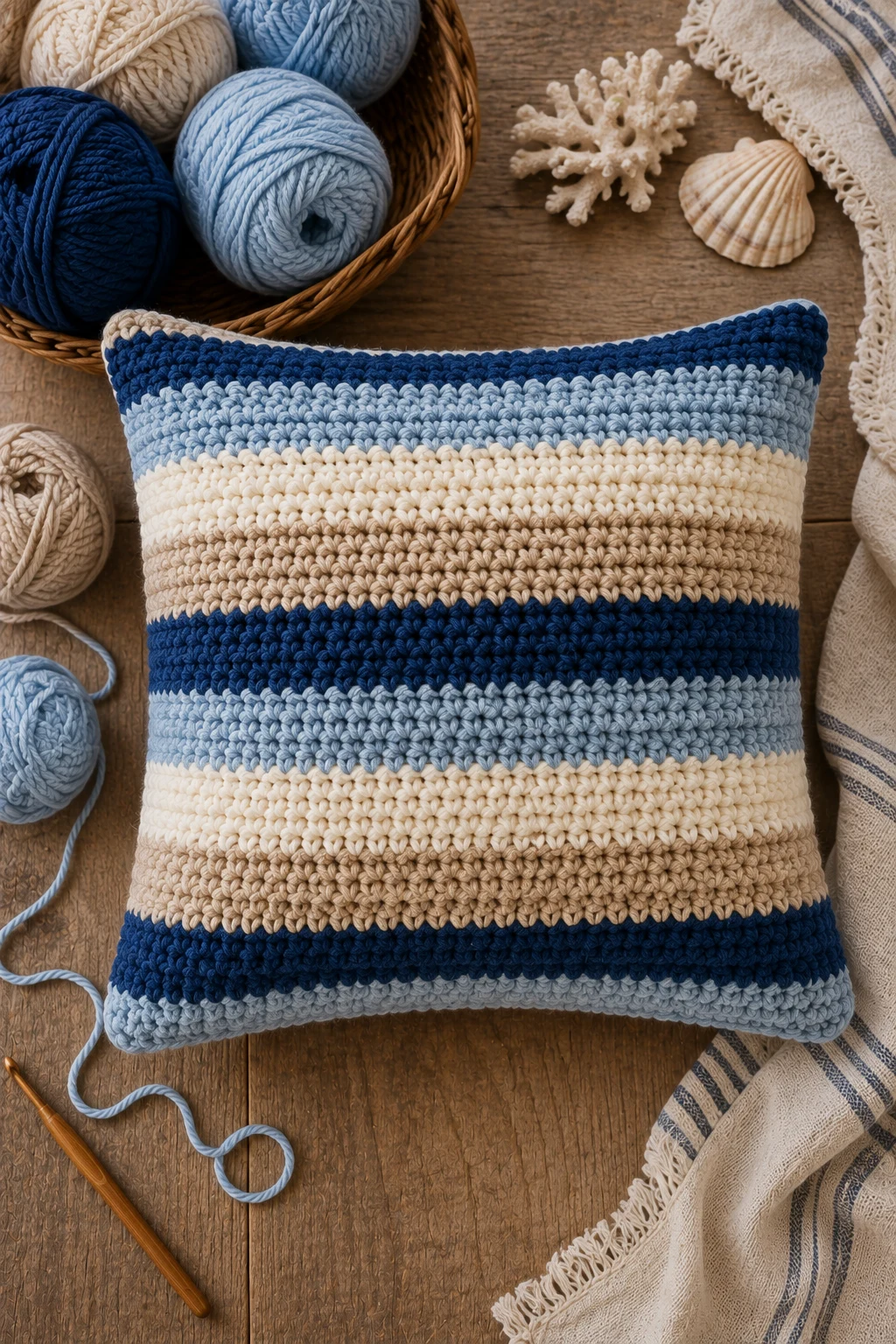 Coastal Blue Stripe — crochet pillow ideas style outfit