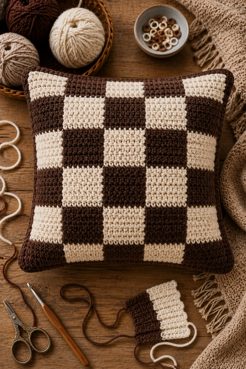 Checkerboard Trend Pillow — crochet pillow ideas style outfit