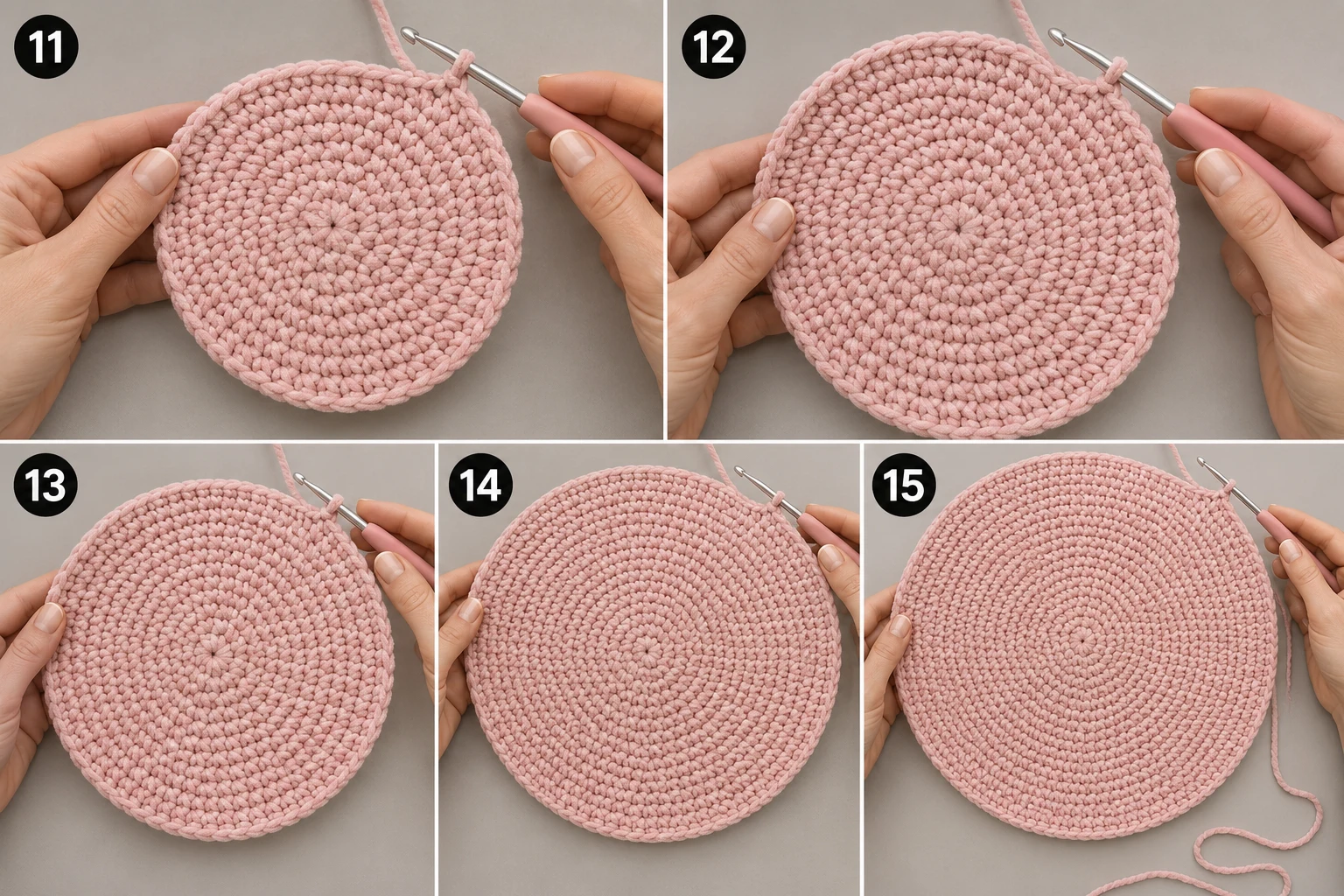 Steps 11–15 — crochet pillow patterns free