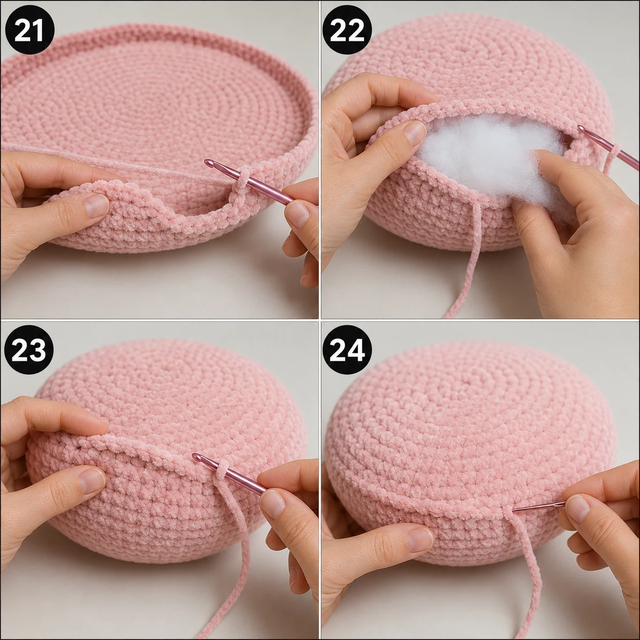 Steps 21–24 — crochet pillow patterns free