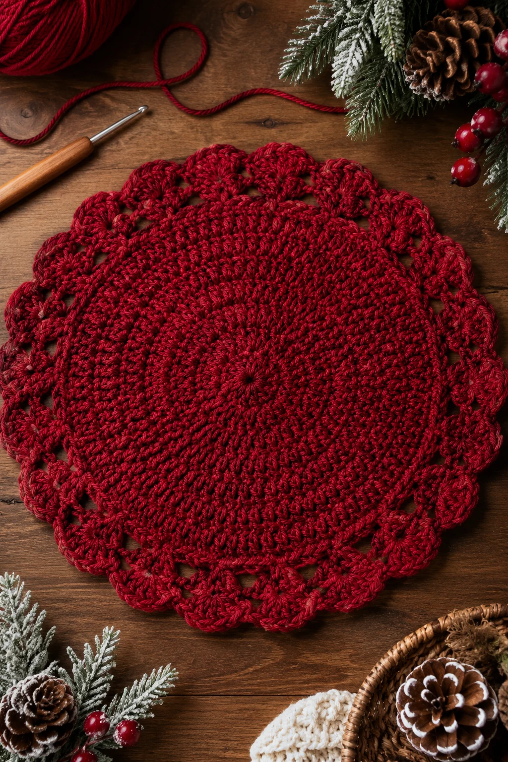 Christmas Berry Red — crochet placemat patterns free style outfit