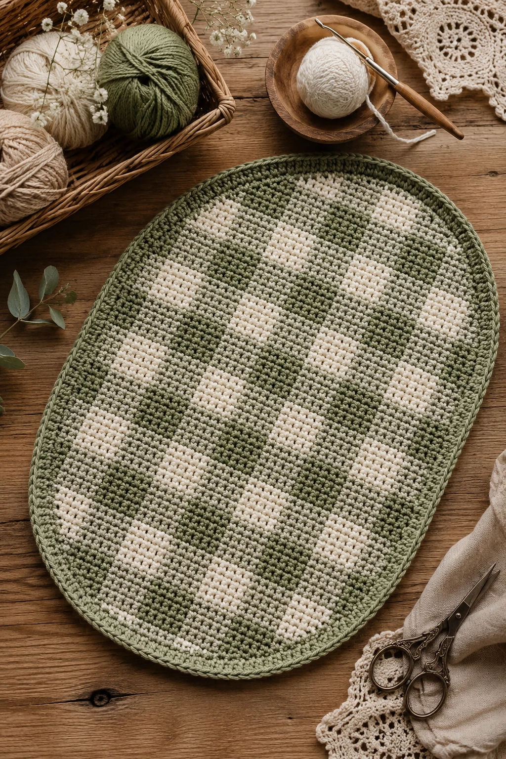 Farmhouse Gingham — crochet placemat patterns free style outfit