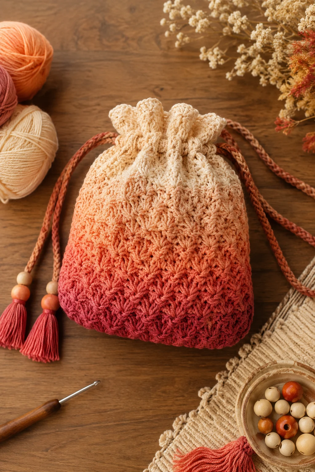 Sunset Ombre Potli — crochet potli bag style outfit